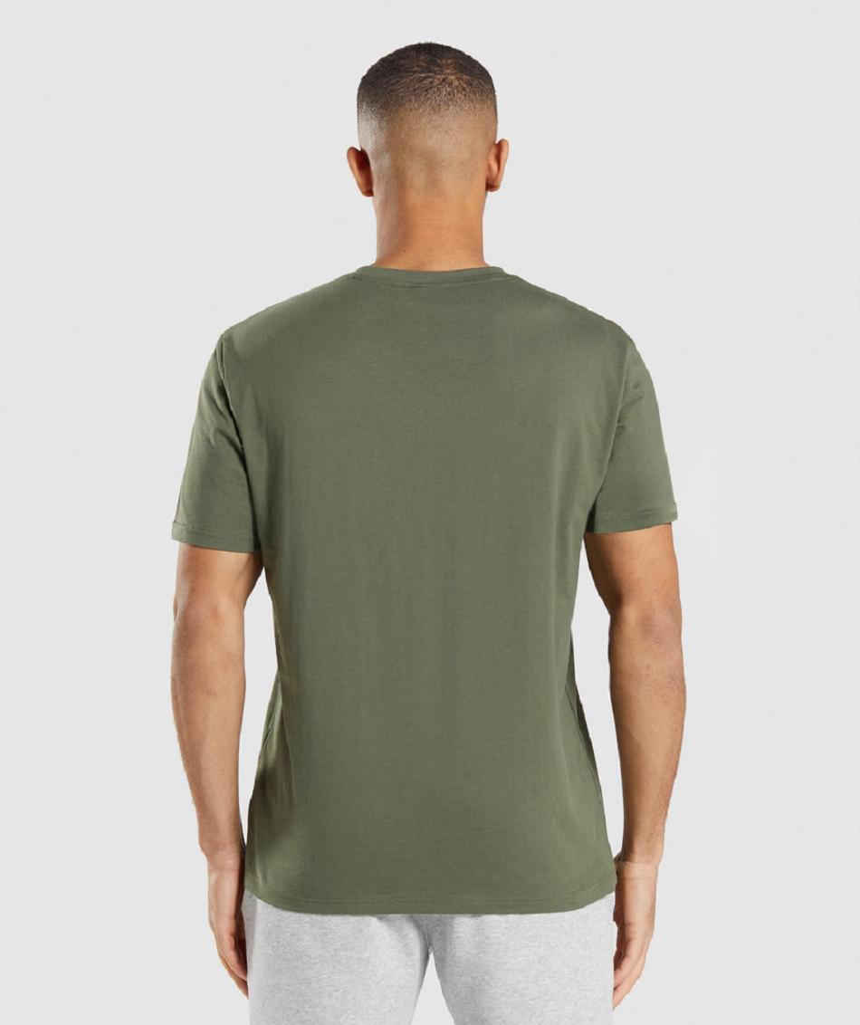 T Shirts Gymshark Crest Hombre Verde Oliva | CO 3259OKI